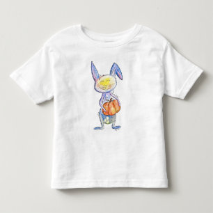 Cute Whimsical Bunny Holding a Pumpkin Toddler T-Shirt