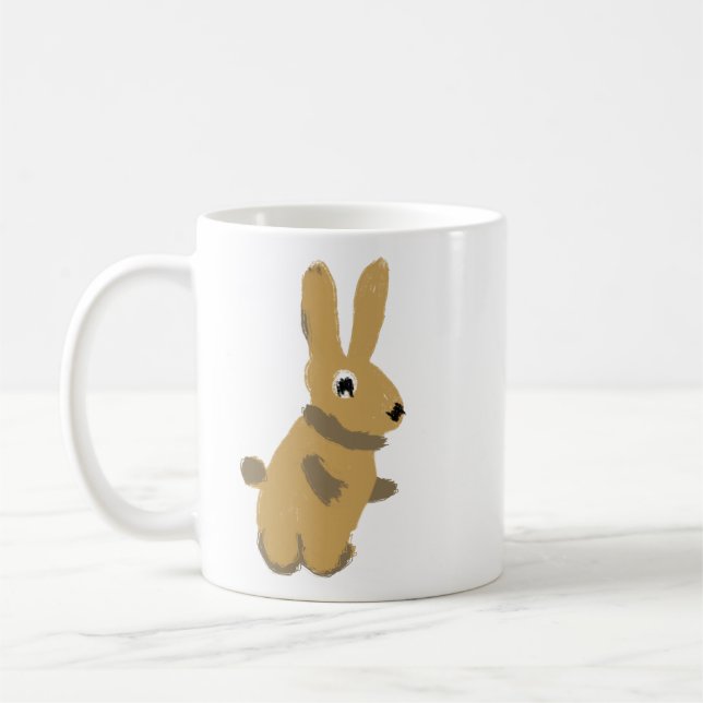 Cute Whimsical Bunny Rabbit Hand-Drawn Coffee Mug (Left)