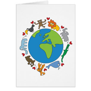 Cute Whimsical Cartoon Animals Of The World Card