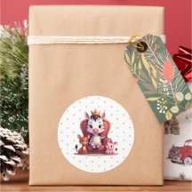 Cute Whimsical Cartoon Princess Zebra Hearts Round