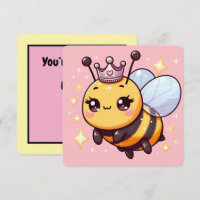 Cute Whimsical Cartoon Queen Bee