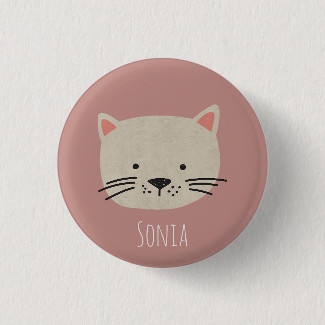 Cute Whimsical Cat Face 3 Cm Round Badge (Front)