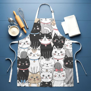 Cute Whimsical Cat Pattern Apron