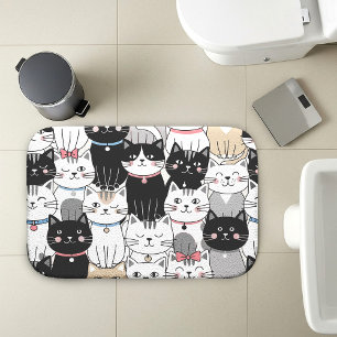 Cute Whimsical Cat Pattern Bath Mat