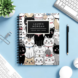 Cute Whimsical Cat Pattern Notebook