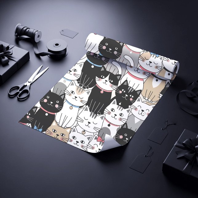 Cute Whimsical Cat Pattern Wrapping Paper (Creator Uploaded)