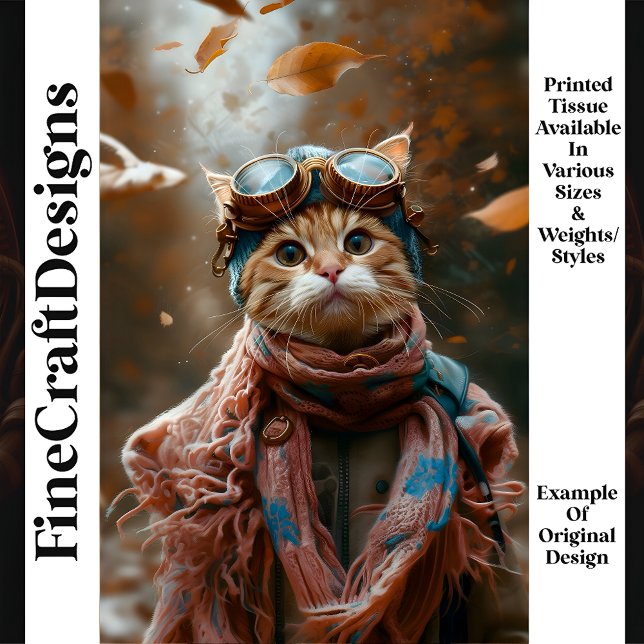 Cute Whimsical Cat Steampunk Goggles S5 Decoupage Tissue Paper (Creator Uploaded)