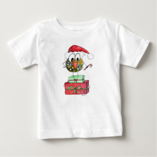 Cute Whimsical Christmas Bird Baby T-Shirt