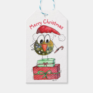 Cute Whimsical Christmas Bird Gift Tags
