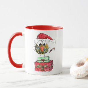 Cute Whimsical Christmas Bird Mug