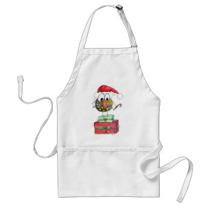 Cute Whimsical Christmas Bird Standard Apron