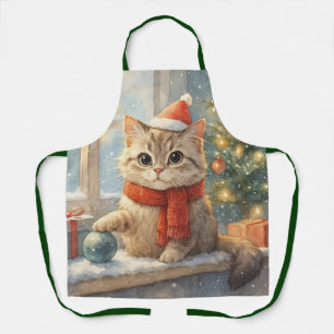 Cute Whimsical Christmas cat Apron