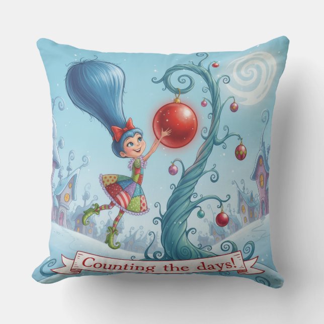 Cute Whimsical Christmas Counting the days - Cushion (Front)