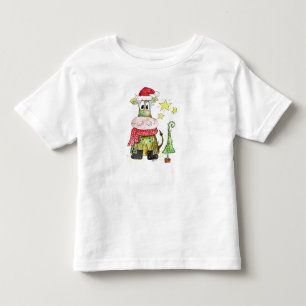 Cute Whimsical Christmas Cow Toddler T-Shirt