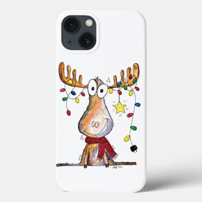 Cute Whimsical Christmas Moose Case-Mate iPhone Case (Back)