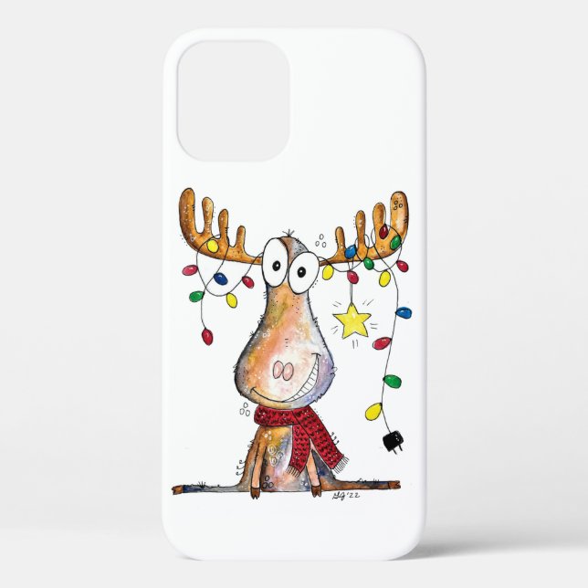 Cute Whimsical Christmas Moose Case-Mate iPhone Case (Back)