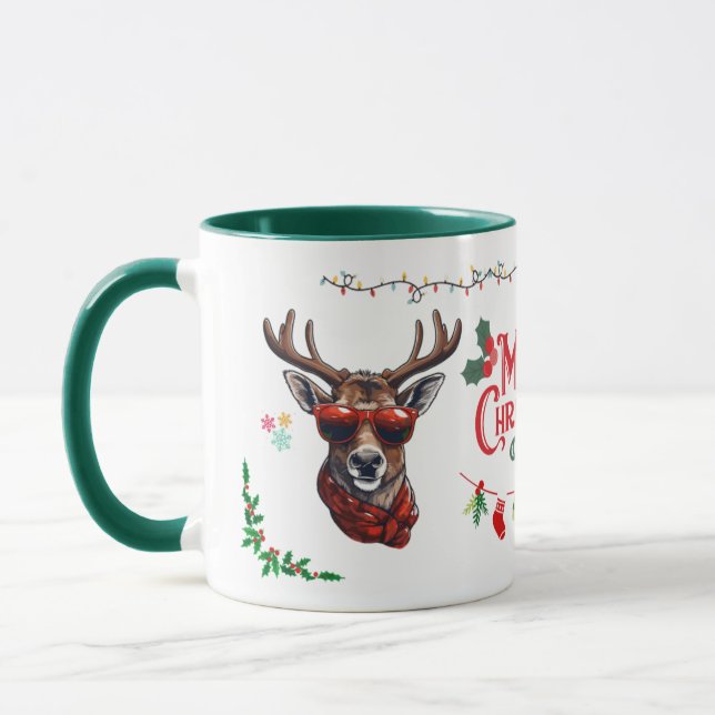 Cute Whimsical Christmas Moose - Cool Moose Mug (Left)