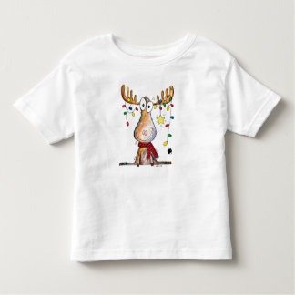 Cute Whimsical Christmas Moose Toddler T-Shirt
