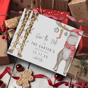 Cute Whimsical Christmas Party Save the Date Announcement Postcard