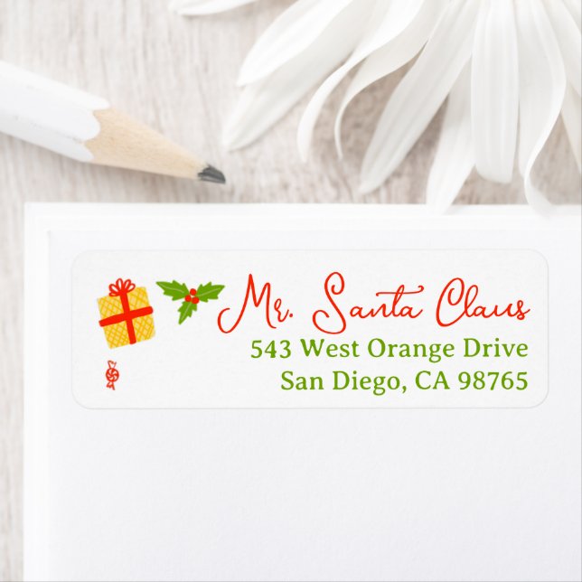 Cute Whimsical Christmas Return Address Custom Label (Insitu)