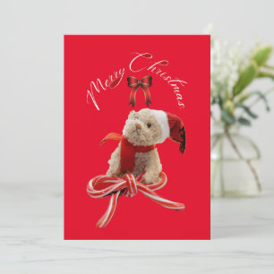Cute  Whimsical Christmas Teddy Bear  Message  Holiday Card
