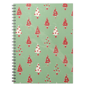Cute Whimsical Christmas Tree Pattern Notebook