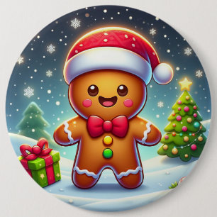 Cute Whimsical Christmas/winter gingerbread man 6 Cm Round Badge