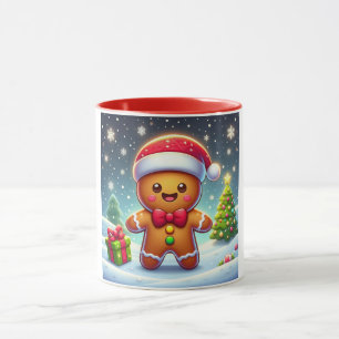 Cute Whimsical Christmas/winter gingerbread man Mug