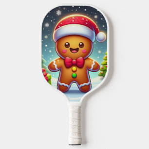 Cute Whimsical Christmas/winter gingerbread man Pickleball Paddle