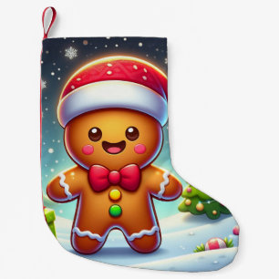 Cute Whimsical Christmas/winter gingerbread man Small Christmas Stocking