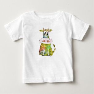 Cute Whimsical Colorful Cow Baby T-Shirt