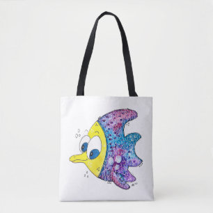 Cute Whimsical Colorful Fish Tote Bag