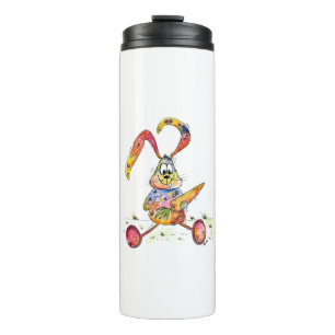 Cute Whimsical Colourful Bunny with Carrot Thermal Tumbler