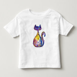 Cute Whimsical Colourful Cat T-Shirt