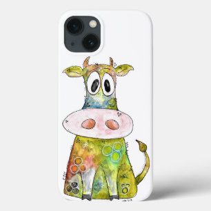 Cute Whimsical Colourful Cow iPhone 13 Case