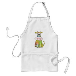 Cute Whimsical Colourful Cow Standard Apron