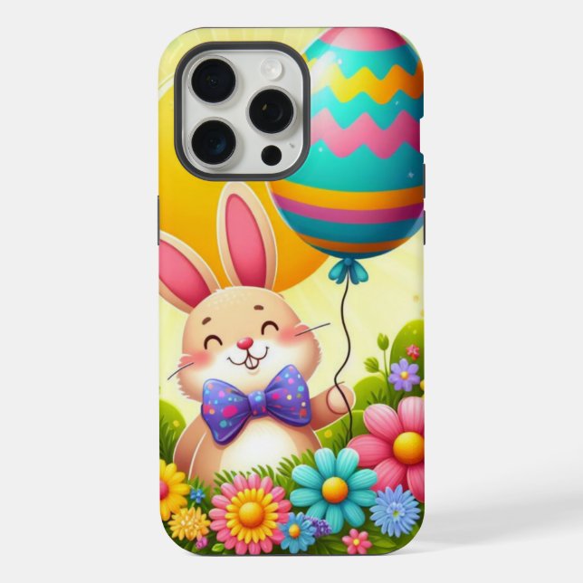 Cute, whimsical & colourful Easter bunny iPhone Case (Back)