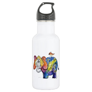Cute Whimsical Colourful Elephant 532 Ml Water Bottle