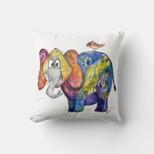 Cute Whimsical Colourful Elephant Cushion