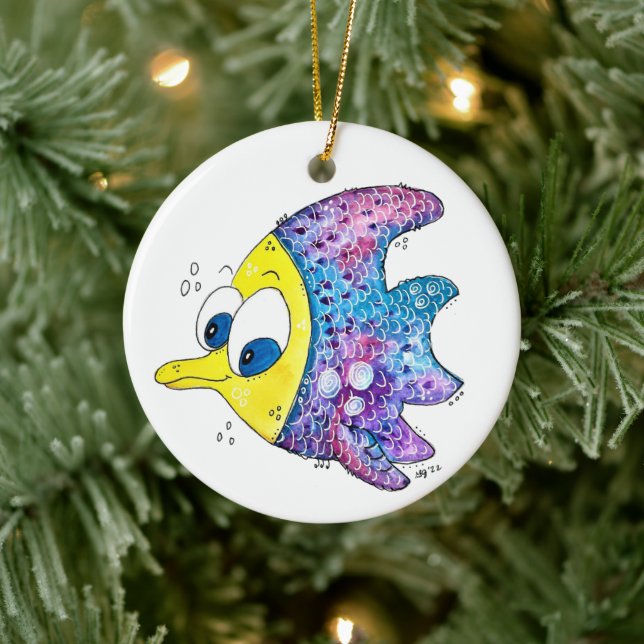 Cute Whimsical Colourful Fish Ceramic Ornament (Tree)