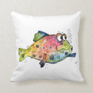 Cute Whimsical Colourful Fish Cushion