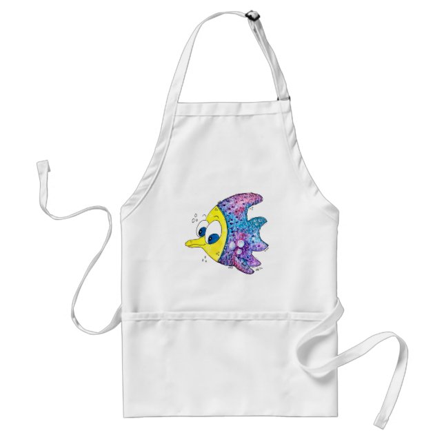 Cute Whimsical Colourful Fish Standard Apron (Front)