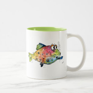 Cute Whimsical Colourful Fish Two-Tone Coffee Mug