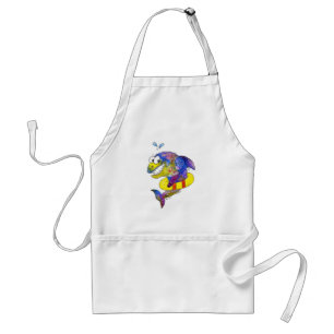 Cute Whimsical Colourful Shark in Float Standard Apron