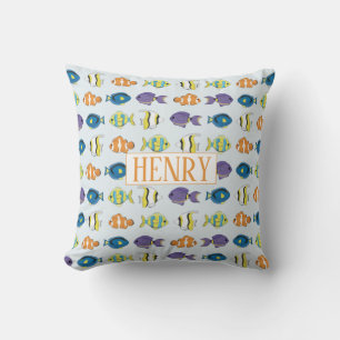 Cute Whimsical Colourful Tropical Ocean Fish Cushion