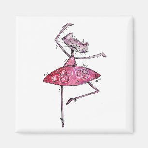 Cute Whimsical Dancing Cat Magnet