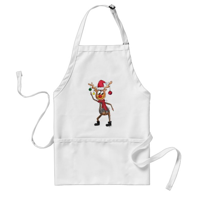 Cute Whimsical Dancing Christmas Deer Standard Apron (Front)