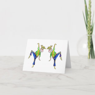Cute Whimsical Dancing Cow Card