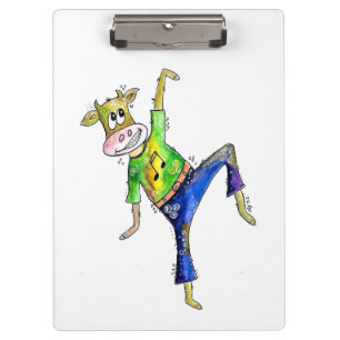 Cute Whimsical Dancing Cow Clipboard