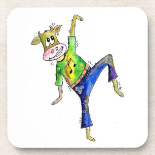 Cute Whimsical Dancing Cow Coaster